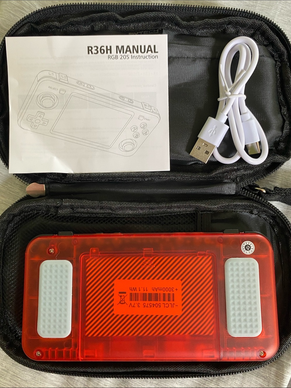 R36H Retro Handheld Game Console - Red Transparent with soft case - Picture 2 of 2